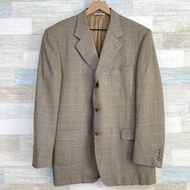 Canali Silk Wool Tweed Sport Coat Brown Glen Check Plaid Mens 46R USA 56... - $247.49