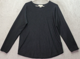 Cynthia Rowley Shirt Top Women&#39;s Large Black Knit Rayon Long Sleeve Round Neck - £15.87 GBP
