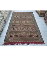 Handwoven Moroccan Tifelt Rug: Berber Kilim with Geometric Design (206cm... - $2,000.00