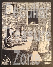 Bill Jameson Surrealism Drawing &quot;Moonlit Lab&quot; 1970 - $30.00