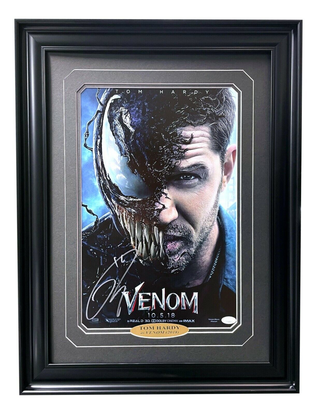 Tom Hardy Signed &quot;Venom&quot; 11x17 Authentic Movie Poster Framed JSA COA Aut... - $449.96