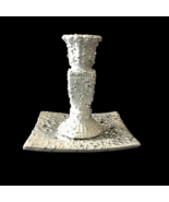 Silver Ceramic Modern Taper Candle Holder and Plate Elegant Fancy Decor ... - $25.05 CAD