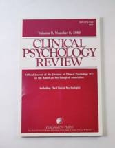 Clinical Psychology Review Vol 9, Number 6, 1989 - $10.00