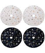 4 Pack Christmas Tree Skirt 15&quot; Black White Buffalo Plaid Holiday Decor - $252.04 MXN