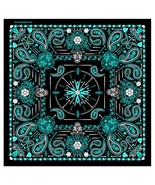 DELUXE TURQUOISE PAISLEY RETRO SKULLS BANDANA 21&quot;X21&quot; head hat BIKER  #B... - $11.87