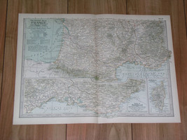 1897 ORIGINAL ANTIQUE MAP OF SOUTHERN FRANCE/  FRENCH RIVIERA INSET MAP - £22.00 GBP