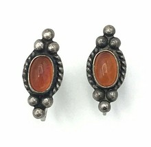 Vintage Southwestern Baltic Amber Pebbled Sterling Silver Screw Back Ear... - £26.84 GBP