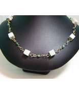 Wn28 14kt gf wire wrap necklace with peace jade and turquoise beads - $78.12 CAD