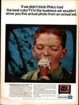 Philco Color TV 1967 Vtg Print Ad 10x13 UHF VHF Ginger Boy Eating Ice Cream a3 - £20.14 GBP