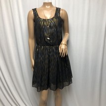 IZ Byer Dress Womens Size Medium Black Gold Silver Lined Sleeveless Party - $18.61