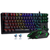 Mechanical Gaming Keyboard and Mouse Combo-CHONCHOW TKL 87 Keys Blue Switche RGB - £43.95 GBP