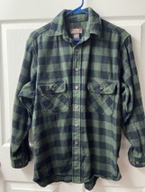 Vintage Moose Creek Shacket Mens Medium Green Black Cotton Buffalo Check Pockets - £15.65 GBP