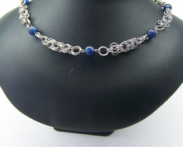 C58 stainless steel butterfly design chainmaille with blue quartz - £35.39 GBP