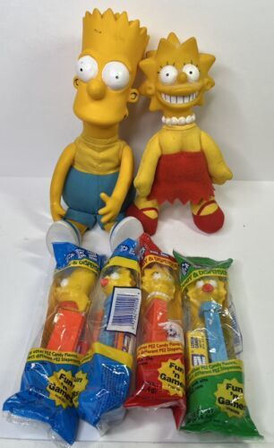 Primary image for The Simpsons PEZ And Plush Lot Bart Lisa Maggie