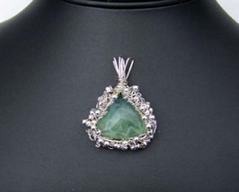 Wp50 .925 argentium sterling silver pendant with triangle fluorite  - £47.95 GBP