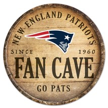 New England Patriots Sign Wood 14 Inch Round Barrel Top Design - $43.99