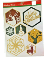 Christmas Window Clings Deer Hunting Rustic Sticks to Windows Fridge Glass - $14.67