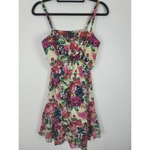 Fire Los Angelas Mini Dress S Womens Multicolor Floral Sleeveless Ruffled Midi - £13.84 GBP