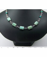 Wn72 .925 argentium sterling silver necklace with turquoise beads - $69.89 CAD