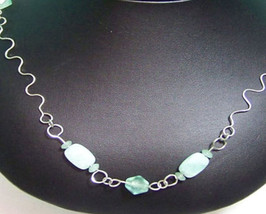 Wn50 .925 argentium sterling silver amazonite and fluorite necklace  - £35.96 GBP