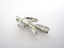 Small silver tone crystal leaves alligator hair clip for fine thin hair - £7.82 GBP+