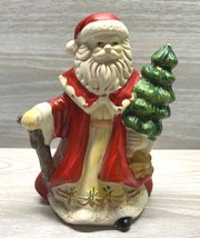 Vintage Santa Claus Carrying Christmas Tree Holiday Figurine Hermitage P... - $19.88