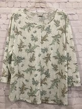 Van Heusen Women&#39;s XL Lightweight green Leaf branches Themed Knit Top - £8.97 GBP