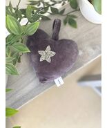 Dark Grey Velvet Beaded Hanging Heart - $8.77