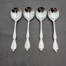 Set of 4 Oneida Community CHATELAINE Stainless Round Gumbo Soup Spoons Flatware - £31.38 GBP