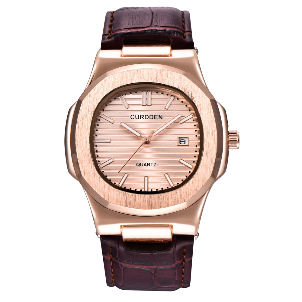 Montre Homme CURDDEN Brand Watches For Men Fashion Golden Leather Band S... - £14.66 GBP