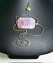 Wp24 14kt gf wire wrap pendant with fire agate  - £36.08 GBP