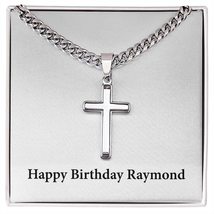 Happy Birthday Raymond - Stainless Steel Cuban Link Chain Cross Necklace Persona - £54.63 GBP