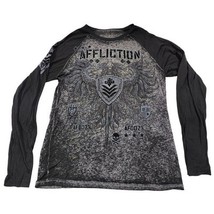 Affliction XXL Long Sleeve Graphic T Shirt Gray Biker Rocker Tattoo Styl... - $99.00