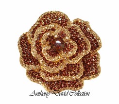 Anthony David Bronze Rose Gold Brooch Pin with Swarovski Crystals - £47.00 GBP