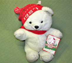 18&quot; 1987 K Mart Christmas Teddy Bear Fairview Vintage White Red Knit Hang Tags - £35.17 GBP