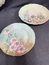 Pair Of Vtg Hand Painted Porcelain Plates KPM Floral Gold Trim Germany - £9.28 GBP