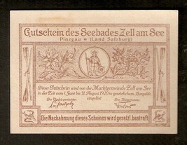 Austria Gutschein d. SEEBAD ZELL Am SEE 50 heller 1920 Austrian Notgeld ... - £7.74 GBP