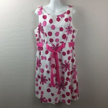 Jessica Howard Womens Pink White Mod Floral Summer Tank Dress Belt Size 14 - £27.97 GBP