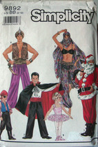 Pattern 9892 Various Children's Costumes sz 2-12 Santa, Genie, Pirate, Ballet - £5.54 GBP