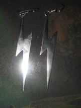 New One Of A Kind Large Stainless Steel Silver Lightning Bolt Bolts Earrings - £10.05 GBP