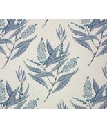 ANNA FRENCH WINTER BUD BLUE LARGE FLORAL LINEN DESIGNER FABRIC 4.1 YARDS... - $356.39