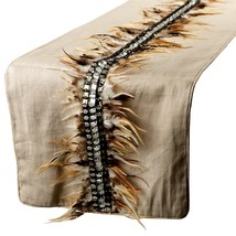 Feather Dream - Beige Linen Decorative Table Runners - £52.36 GBP+