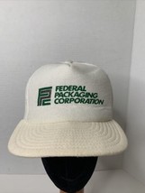 Vintage Federal Packaging Corporation Truckers Hat Ball Cap Snapback White Mesh - £6.36 GBP