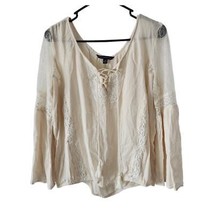 American Eagle Bell Sleeve Hobo Blouse Large Cream Lace Festival - £17.67 GBP