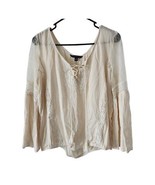 American Eagle Bell Sleeve Hobo Blouse Large Cream Lace Festival - £17.74 GBP