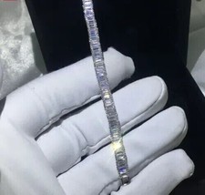 12Ct Baguette Cut Lab Created Diamond Tennis  Bracelet 14K White Gold Plated - £341.05 GBP