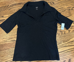 NEW GAP Women’s Rib Polo Shirt Black Heather Size Medium NWT - £23.38 GBP