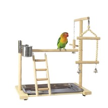 Wooden Avian Oasis: Small Cockatiel Floor Parrot Standing Stand - £29.53 GBP