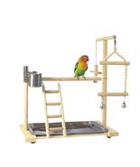 Wooden Avian Oasis: Small Cockatiel Floor Parrot Standing Stand - £28.97 GBP