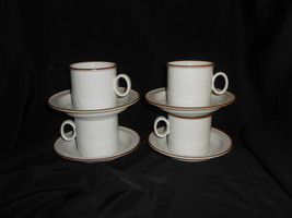 Dansk Designs Flat Cup &amp; Saucer Set of 4 Epoch Brown Dinnerware Vintage ... - $34.65